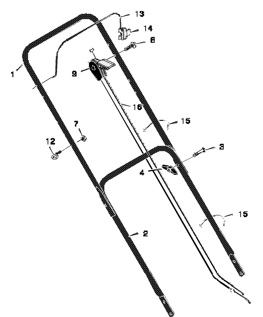 Handle Assembly Diagram and Parts List for 20507X199B 1997 Briggs and Stratton Lawn Mower